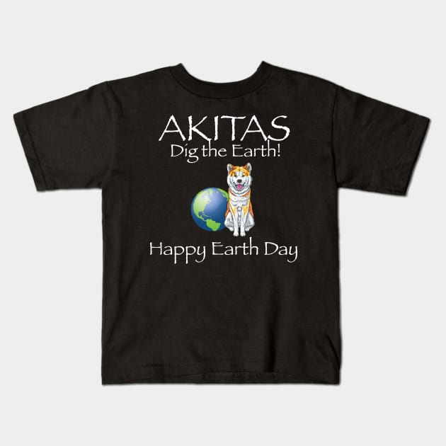 Akita happy earth day t-shirt Kids T-Shirt by bbreidenbach